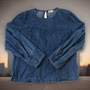 Only Women’s Daisy Denim Western Buttoned Cuffed Blouse Size EUR 42
